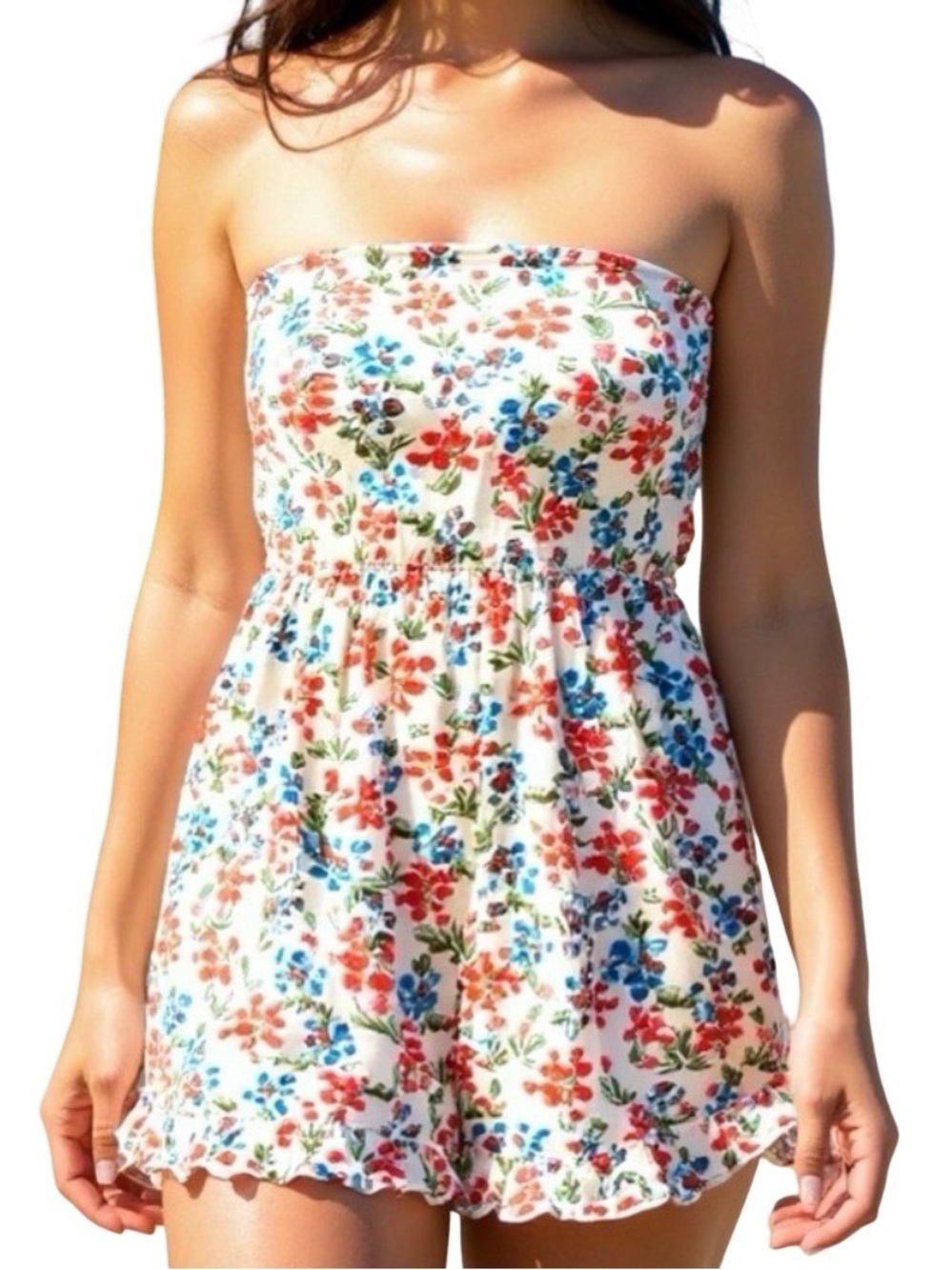 Crystal Doll Floral Tube Top Romper Size S